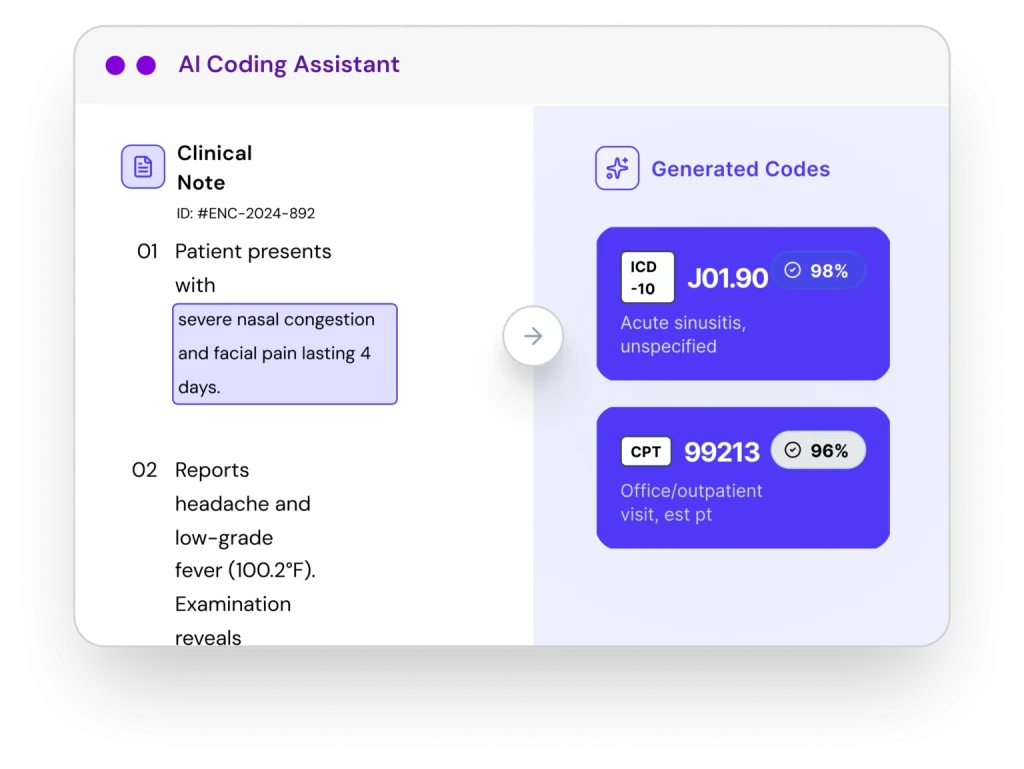 Notiro AI medical coding assistant interface