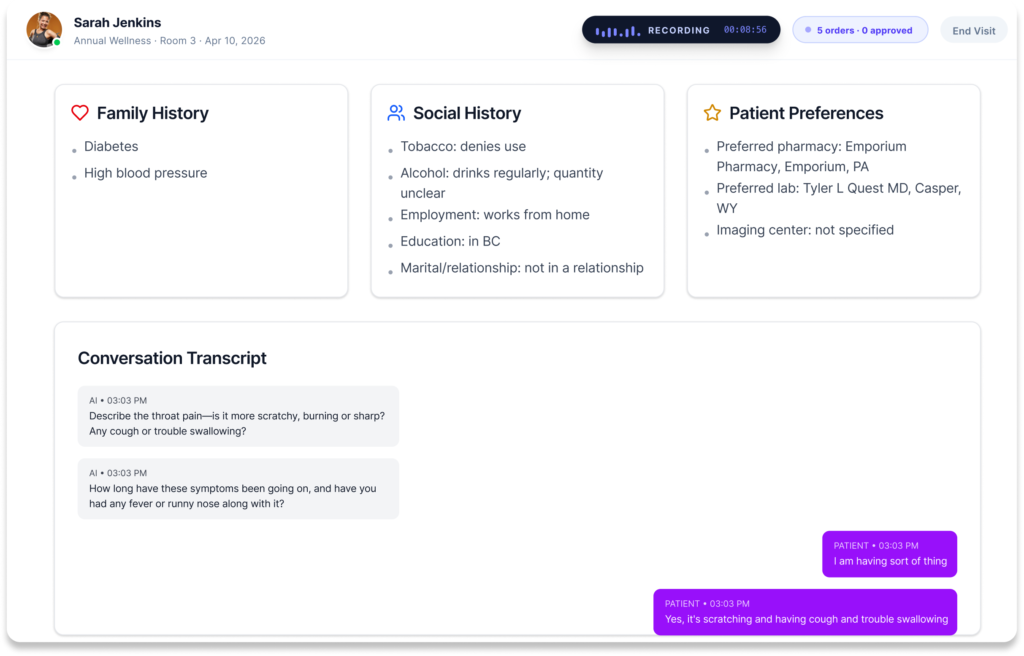Notiro AI patient intake dashboard screenshot