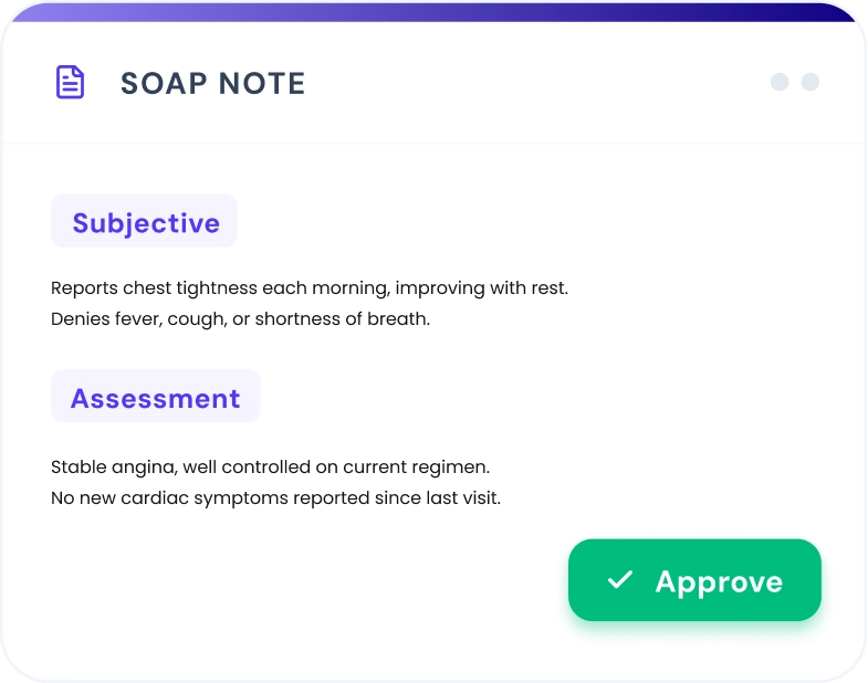 Clinician reviewing and approving AI medical notes